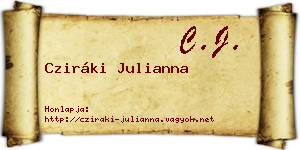 Cziráki Julianna névjegykártya