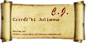 Cziráki Julianna névjegykártya
